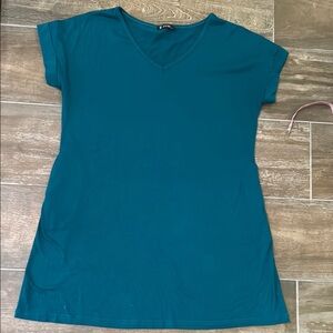 Blue Fitted Cap Sleeve Midi Dress